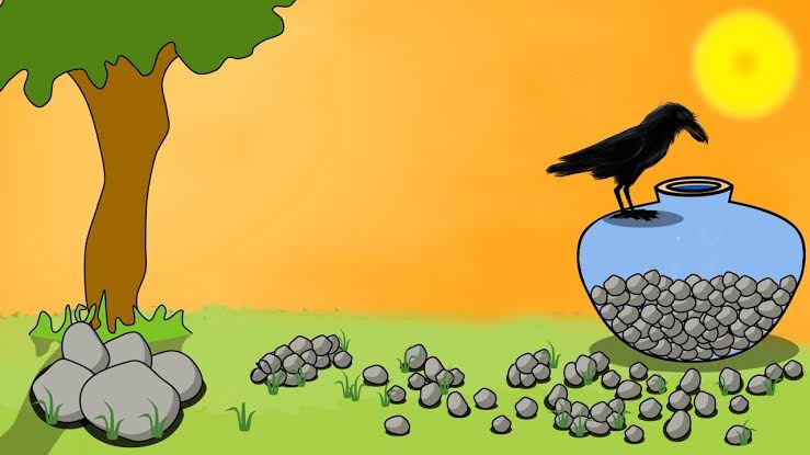 Crow drink water with smart mindset